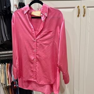 Pink Button-Up Shirt oversized
